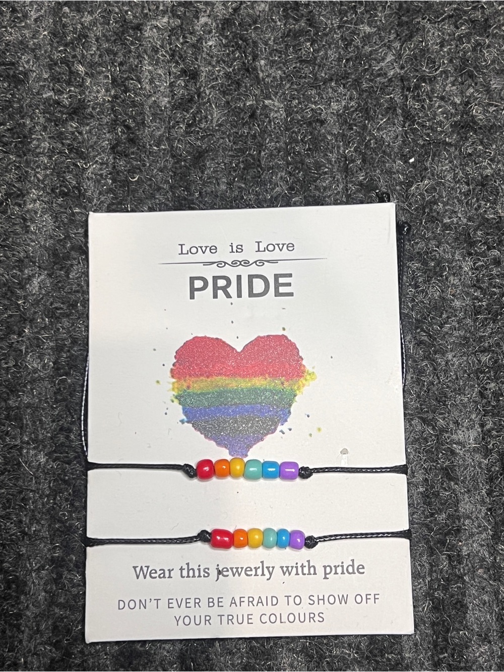 Love Is Love Pride Rainbow Beaded Adjustable Friendship Bracelets 2pc NWOT